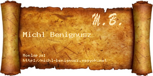 Michl Benignusz névjegykártya
